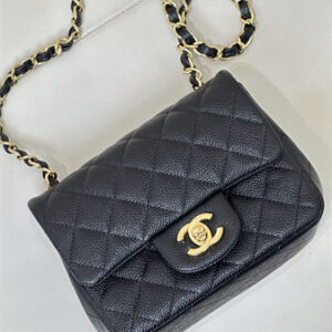 Chanel Super Mini Classic Flap Bag Grained Calfskin Gold Tone Metal Black 01115 TOP