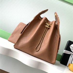 Chanel 25 Medium Handbag Grained Calfskin Gold Tone Metal Brown AS5311