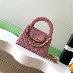 Cha.nel Mini Shopping Bag Kelly Bag Velvet Gold-Tone Metal Pink AS4416