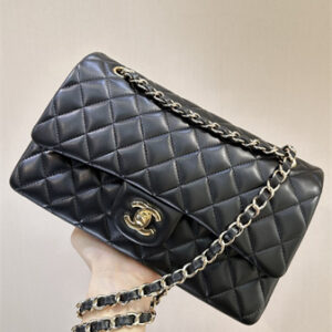 Chanel Medium Classic Flap Bag Lambskin Gold Tone Metal Black 01112 TOP