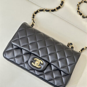 Chanel Mini Classic Flap Bag Lambskin Gold Tone Metal Black Color 01116 TOP