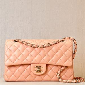 Chanel Medium Classic Flap Bag Lambskin Gold Tone Metal Orange 01112 TOP