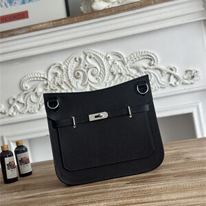 Hermes Jypsiere Togo Leather Silver Tone Metal Black Color HS