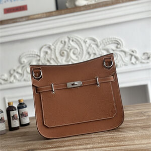 Hermes Jypsiere Togo Leather Silver Tone Metal Gold Color HS