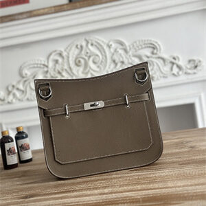 Hermes Jypsiere Togo Leather Silver Tone Metal Etoupe Color HS