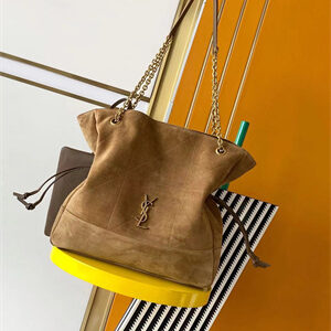 Y.S.L Jamie Shopping Bag In Suede Brown Color