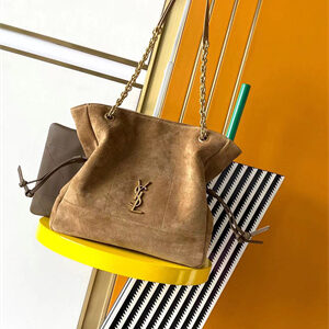 Y.S.L Jamie Shopping Bag Small In Suede Brown Color