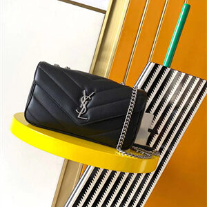 Y.S.L LOULOU Small in MATELASSÉ lambskin Silver Tone Metal Black Color