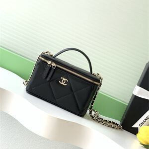 Chanel Long Vanity With Chain Grained Calfskin & Gold-Tone Metal Black AP4933