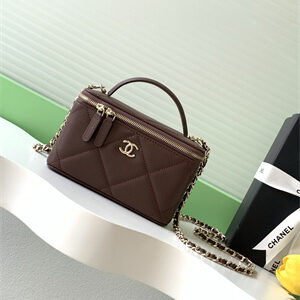 Chanel Long Vanity With Chain Grained Calfskin & Gold-Tone Metal Burgundy AP4933