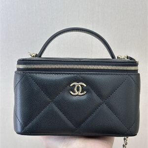 Chanel Long Vanity With Chain Grained Calfskin & Gold-Tone Metal Black AP4933 TOP