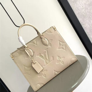 L.V ONTHEGO MM Monogram Empreinte Leather Cream color M46531