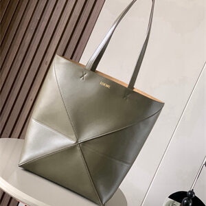 Loewe Medium Puzzle Fold Tote In Shinny Calfskin