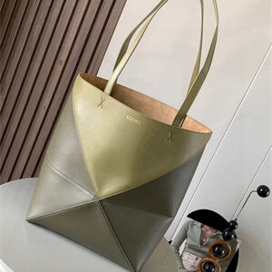 Loewe Medium Puzzle Fold Tote In Shinny Calfskin