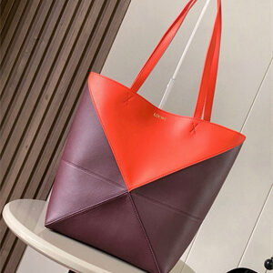 Loewe Medium Puzzle Fold Tote In Shinny Calfskin