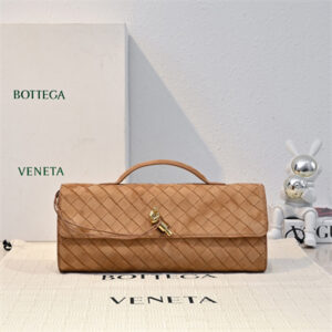BV Long Clutch Andiamo With Handle In Suede Brown Color
