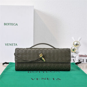 BV Long Clutch Andiamo With Handle In Lambskin Leather Mustard Color