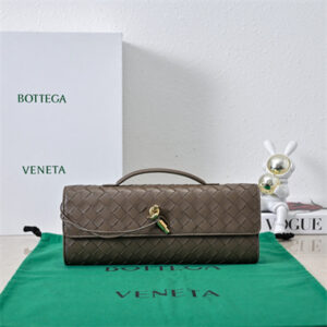 BV Long Clutch Andiamo With Handle In Lambskin Leather Chestnut Color
