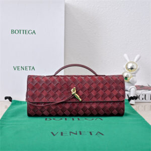 BV Long Clutch Andiamo With Handle In Suede/Lambskin Barolo Color