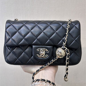 Chanel Mini Flap Bag Lambskin Gold Tone Metal Black AS1787 TOP