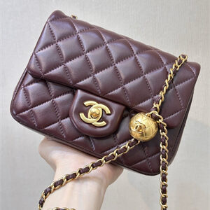 Chanel Super Mini Flap Bag Lambskin Gold Tone Metal Burgundy AS1786 TOP