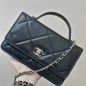 Chanel Wallet On Chain Grained Shiny Calfskin & Gold-Tone Metal Black AP4931 TOP