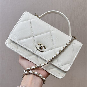 Chanel Wallet On Chain Grained Shiny Calfskin & Gold-Tone Metal White AP4931 TOP