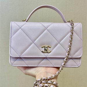 Chanel Wallet On Chain Grained Shiny Calfskin & Gold-Tone Metal Pink AP4931 TOP