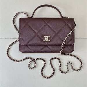 Chanel Wallet On Chain Grained Shiny Calfskin & Gold-Tone Metal Burgundy AP4931 TOP