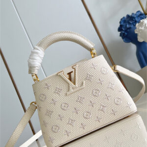 L.V Capucines Mini Bag Lizard Embossed Taurillon Leather&Emb White M48865