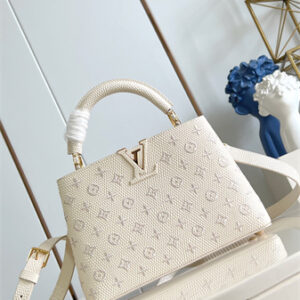 L.V Capucines BB Bag Lizard Embossed Taurillon Leather&Emb White M48865