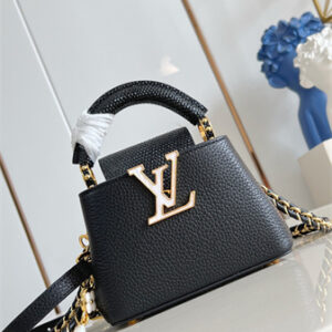 L.V Capucines Nano Bag Lizard Embossed Taurillon Leather Black M48865