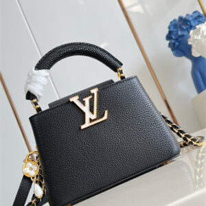 L.V Capucines Mini Bag Lizard Embossed Taurillon Leather Black M48865