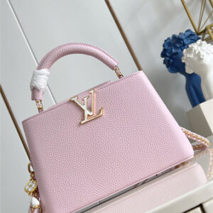 L.V Capucines BB Bag Lizard Embossed Taurillon Leather Pink M48865