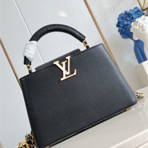 L.V Capucines BB Bag Lizard Embossed Taurillon Leather Black M48865