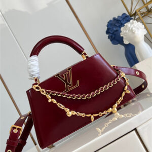 L.V Capucines East-West BB Shinny Smooth calfskin Grenat Red M25492