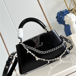 L.V Capucines East-West BB Shinny Smooth calfskin Grenat Black M25492