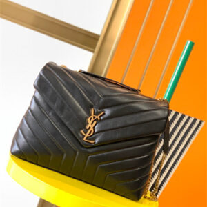 Y.S.L LOULOU MEDIUM In Black Quilted Calfskin Leather Gold Tone Metal