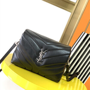 Y.S.L TOY LOULOU In Black Quilted Calfskin Leather Silver Tone Metal