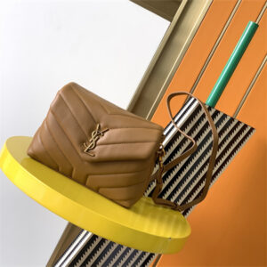 Y.S.L TOY LOULOU In Caramel Quilted Calfskin Leather Gold Tone Metal