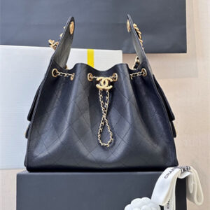 Chanel 25 Small Handbag Grained Calfskin Gold Tone Metal Black AS5293 Top