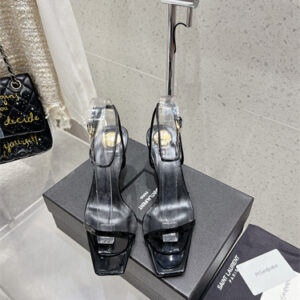 YSL Sandal High Heel Black Calfskin Leather 39516