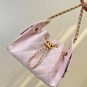 Chanel 25 Mini Handbag Grained Calfskin Gold Tone Metal Lt Pink AS5631 Top