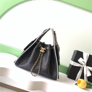 Chanel 25 Small Handbag Braided Raffia& Calfskin Gold Tone Metal Black/White AS5293