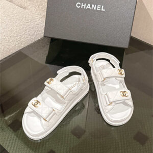 Chanel Women's Dad Beach Sandals Calfskin White 39687