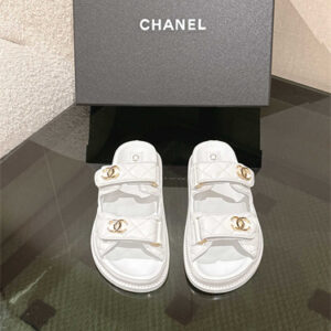 Chanel Women's Dad Beach Slides Calfskin White 39689
