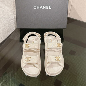 Chanel Women's Dad Beach Sandals Shinny Calfskin White 39691