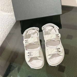 Chanel Women's Dad Beach Sandals Shinny Calfskin White 39694