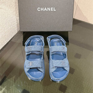 Chanel Women's Dad Beach Sandals Blue Denim 39696