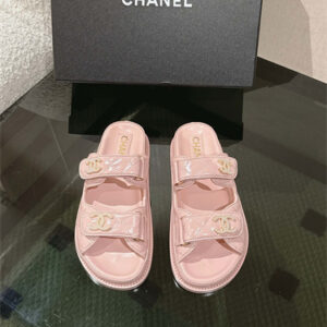 Chanel Women's Dad Beach Slides Shinny Calfskin Pink 39698